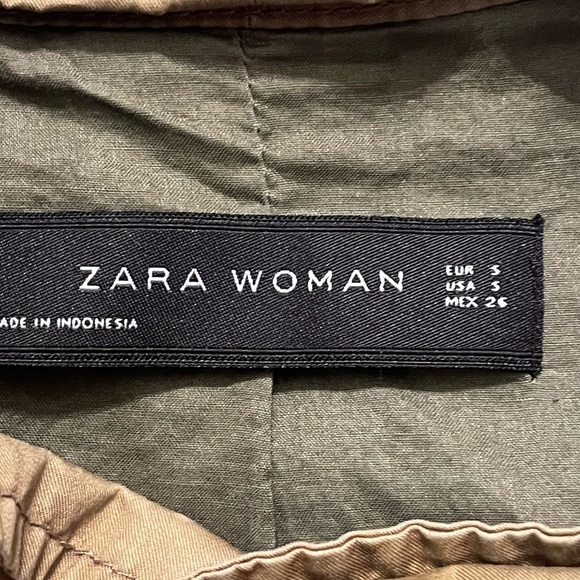 Zara Women Round Neck Cinch Waist Green Drawstring Jacket Sz S Women - Picture 7 of 9